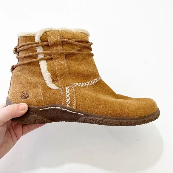 Earth Paula II Brown Suede Wrap Boot Faux Shearling Women’s‎ Size 10 Winter Warm - Picture 2 of 11
